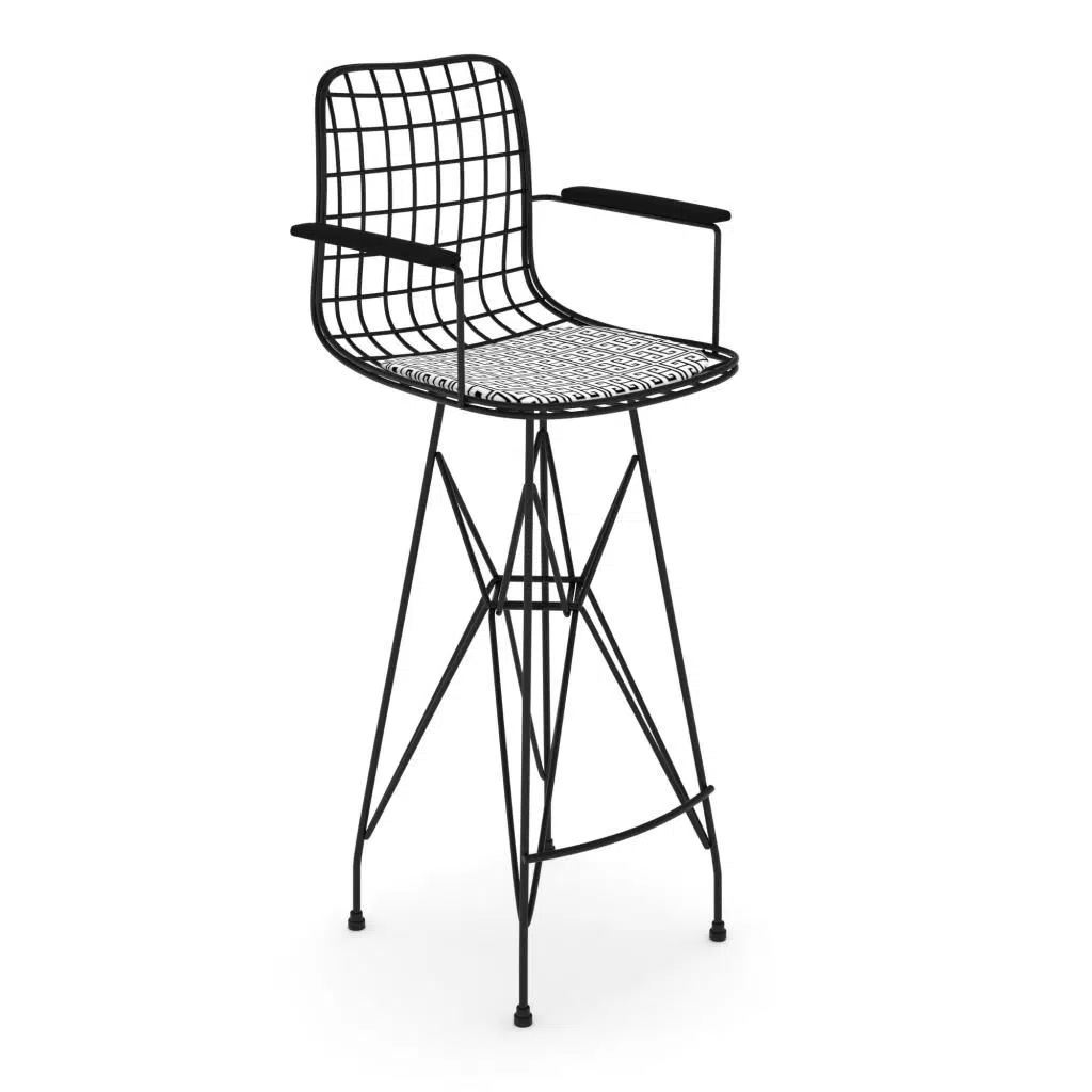 Knsz kafes tel bar sandalyesi 1 li zengin syhtalen kolçaklı 75 cm oturma yüksekliği ofis cafe bahçe mutfak