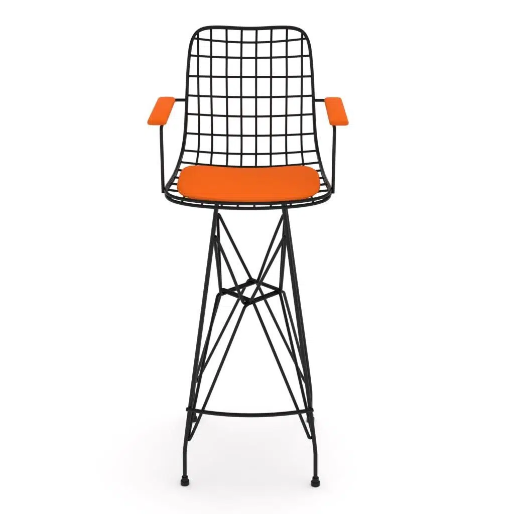 Knsz kafes tel bar sandalyesi 1 li zengin syhtrn kolçaklı 75 cm oturma yüksekliği ofis cafe bahçe mutfak