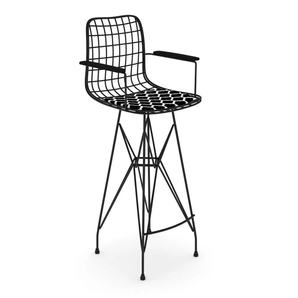 Knsz kafes tel bar sandalyesi 1 li zengin syhviona kolçaklı 75 cm oturma yüksekliği ofis cafe bahçe mutfak