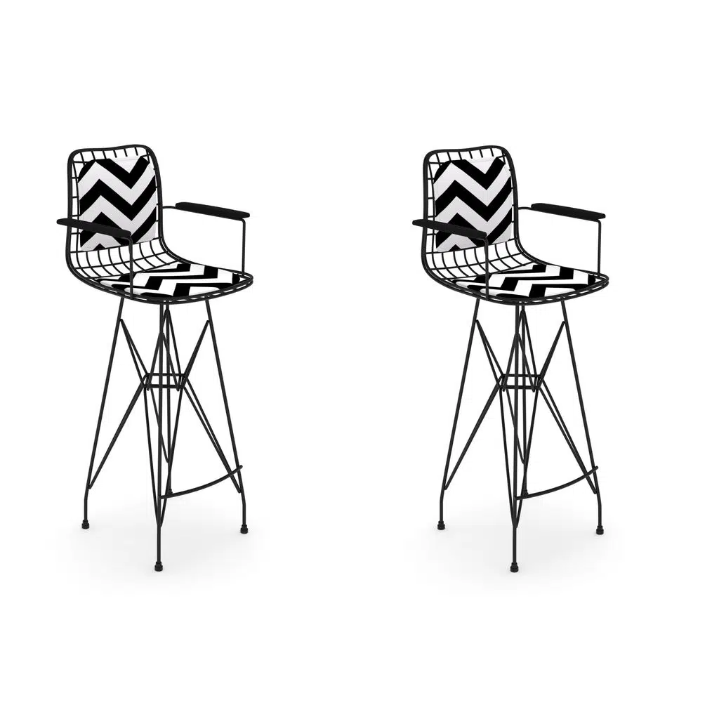 Knsz kafes tel bar sandalyesi 2 li zengin syhaldo kolçaklı sırt minderli 75 cm oturma yüksekliği ofis cafe bahçe mutfak