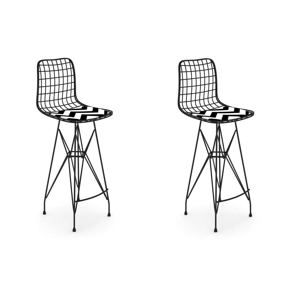 Knsz kafes tel bar sandalyesi 2 li zengin syhaldo 75 cm oturma yüksekliği ofis cafe bahçe mutfak