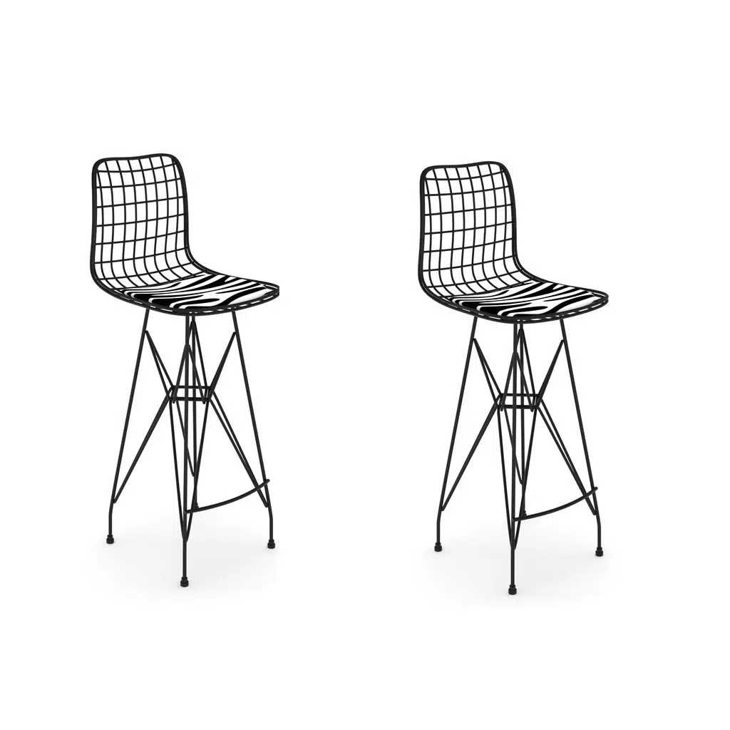 Knsz kafes tel bar sandalyesi 2 li zengin syhbonar 75 cm oturma yüksekliği ofis cafe bahçe mutfak