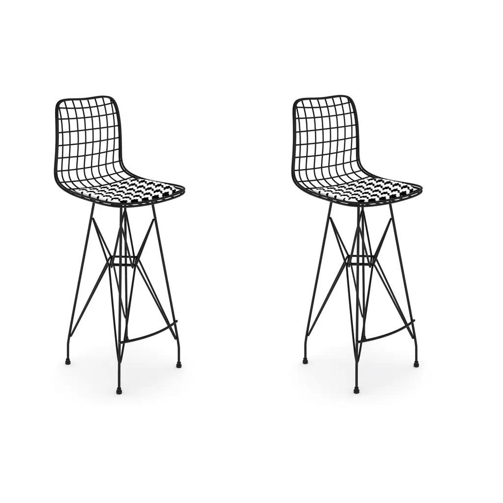 Knsz kafes tel bar sandalyesi 2 li zengin syhkono 75 cm oturma yüksekliği ofis cafe bahçe mutfak