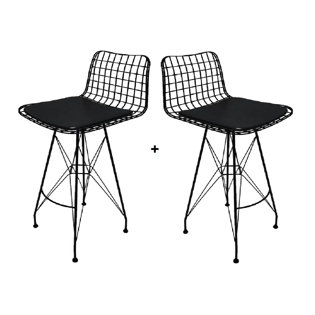 Knsz kafes tel bar sandalyesi 2 li zengin syhsyh 75 cm oturma yüksekliği ofis cafe bahçe mutfak