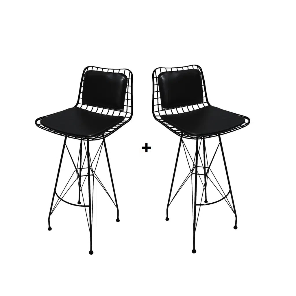 Knsz kafes tel bar sandalyesi 2 li zengin syhsyh sırt minderli 75 cm oturma yüksekliği ofis cafe bahçe mutfak