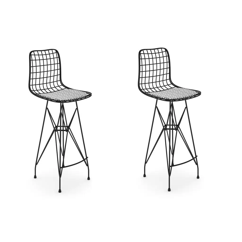 Knsz kafes tel bar sandalyesi 2 li zengin syhtalen 75 cm oturma yüksekliği ofis cafe bahçe mutfak