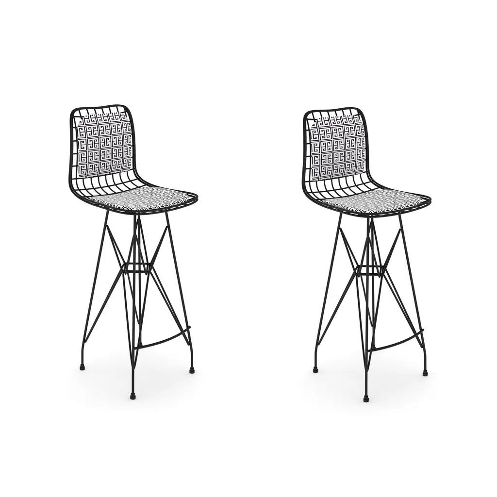 Knsz kafes tel bar sandalyesi 2 li zengin syhtalen sırt minderli 75 cm oturma yüksekliği ofis cafe bahçe mutfak