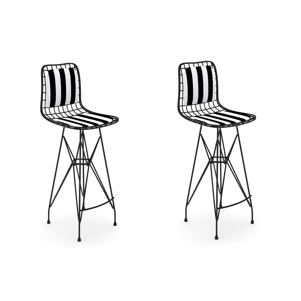 Knsz kafes tel bar sandalyesi 2 li zengin syhtuan sırt minderli 75 cm oturma yüksekliği ofis cafe bahçe mutfak