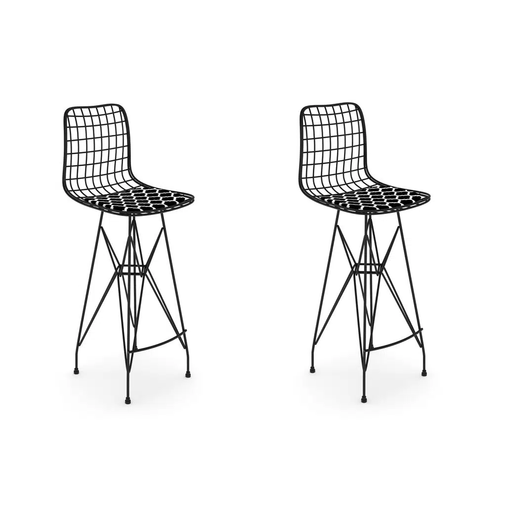 Knsz kafes tel bar sandalyesi 2 li zengin syhviona 75 cm oturma yüksekliği ofis cafe bahçe mutfak