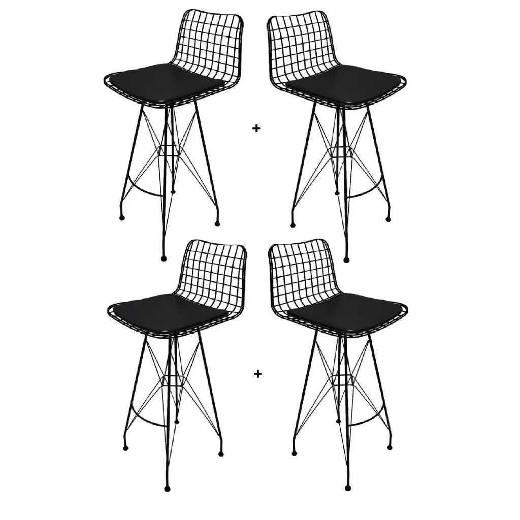 Knsz kafes tel bar sandalyesi 4 lü zengin syhsyh 75 cm oturma yüksekliği ofis cafe bahçe mutfak