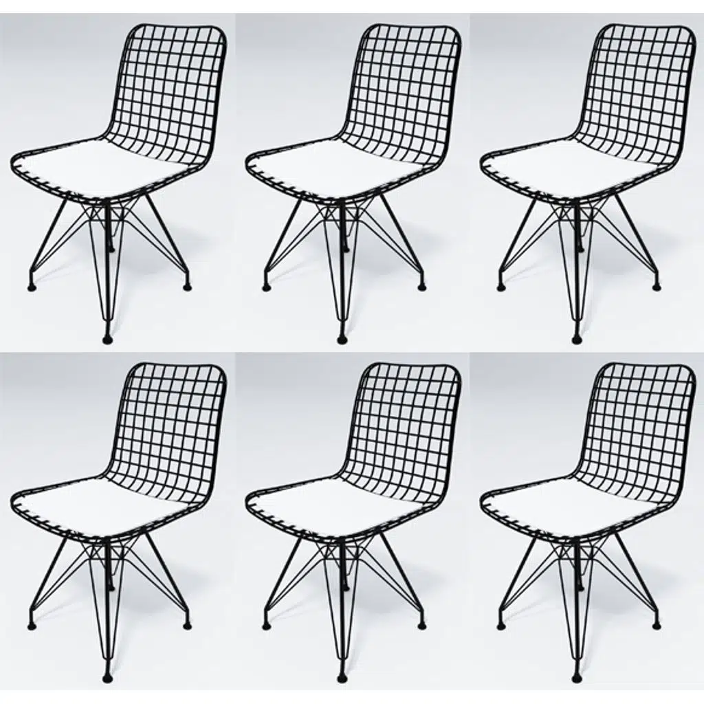 Knsz kafes tel sandalyesi 6 lı mazlum syhbyz ofis cafe bahçe mutfak