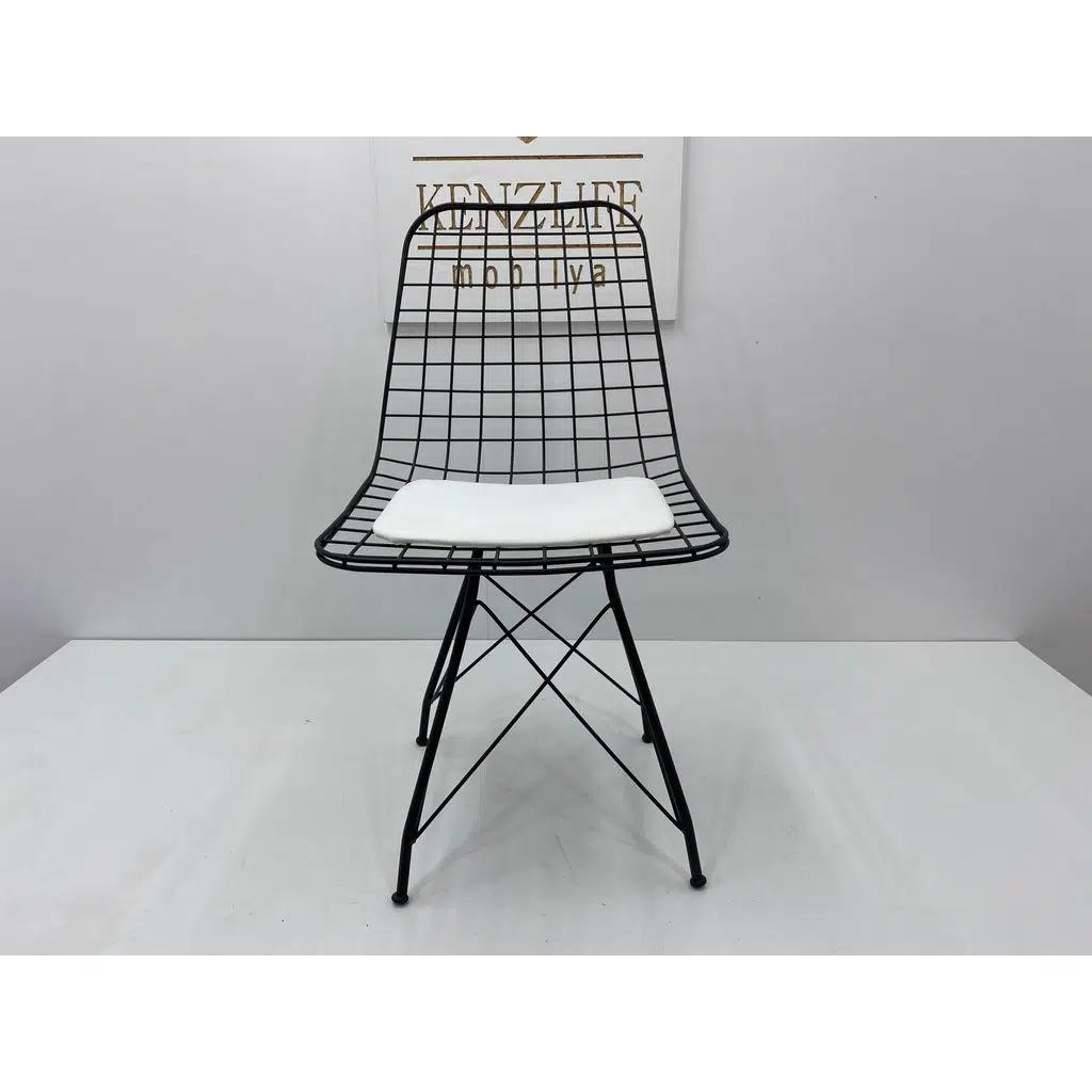 Knsz kafes tel sandalyesi 1 li mazlum syhbeyaz kumaş ofis cafe bahçe mutfak