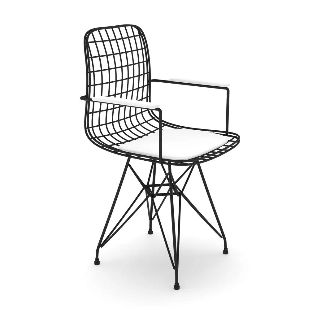 Knsz kafes tel sandalyesi 1 li mazlum syhbyz kolçaklı ofis cafe bahçe mutfak