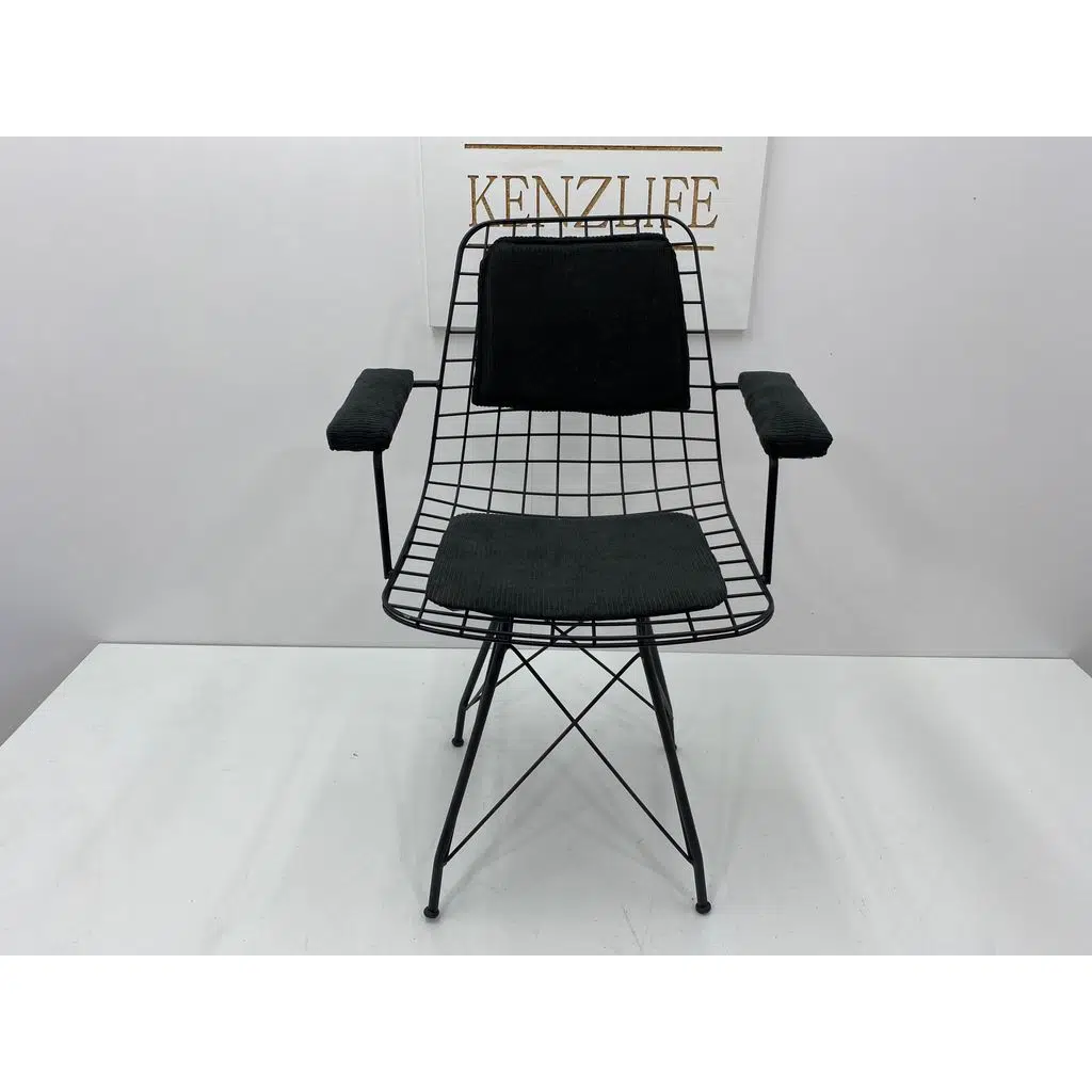 Knsz kafes tel sandalyesi 1 li mazlum syhsiyah çizgili kumaş kolçaklı sırt minderli ofis cafe bahçe mutfak