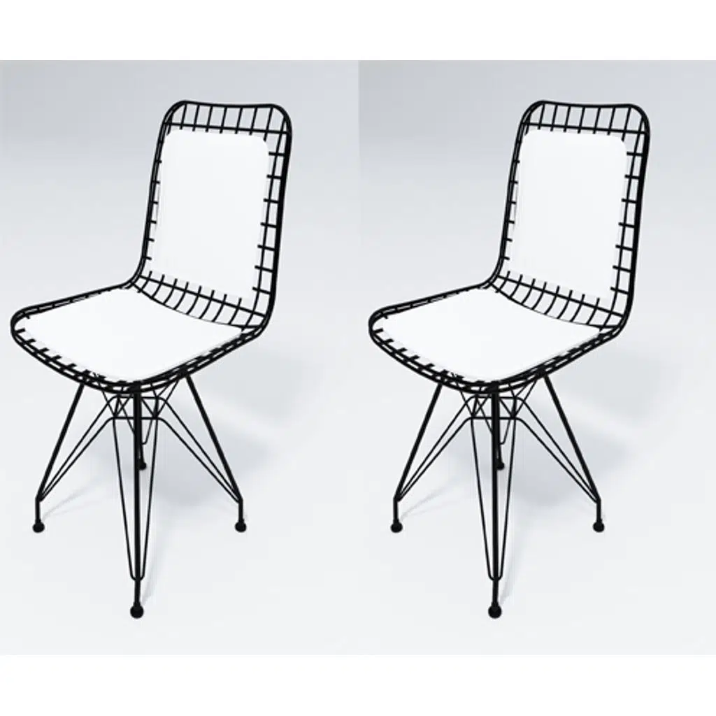 Knsz kafes tel sandalyesi 2 li mazlum syhbyz sırt minderli ofis cafe bahçe mutfak