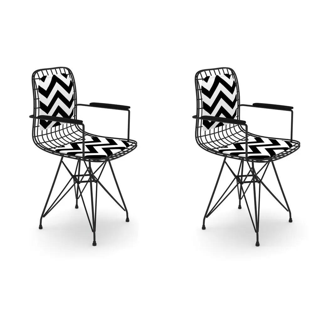 Knsz kafes tel sandalyesi 2 li mazlum syhaldo kolçaklı sırt minderli ofis cafe bahçe mutfak