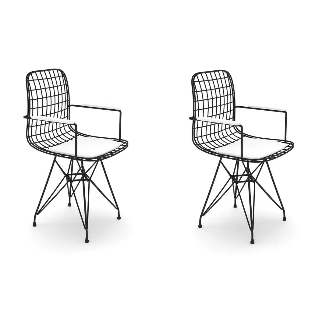 Knsz kafes tel sandalyesi 2 li mazlum syhbyz kolçaklı ofis cafe bahçe mutfak