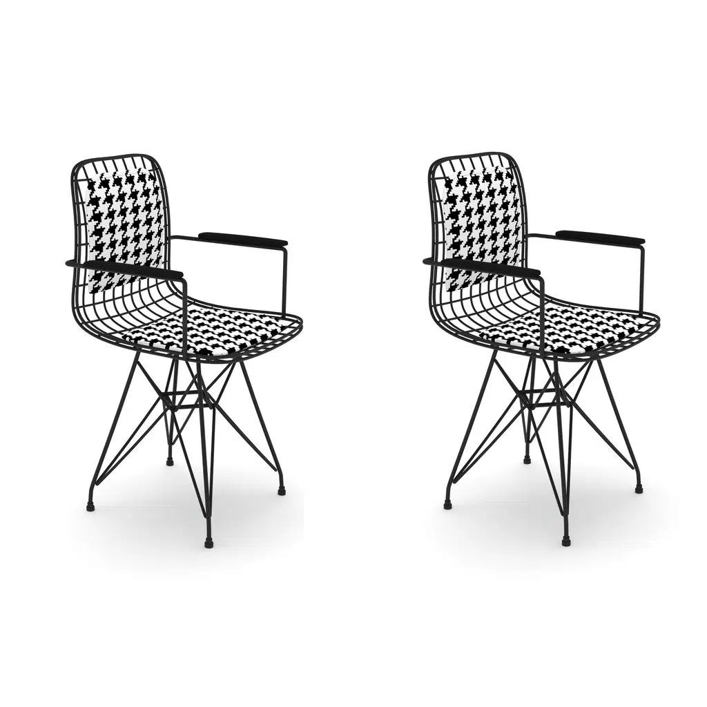 Knsz kafes tel sandalyesi 2 li mazlum syhkono kolçaklı sırt minderli ofis cafe bahçe mutfak