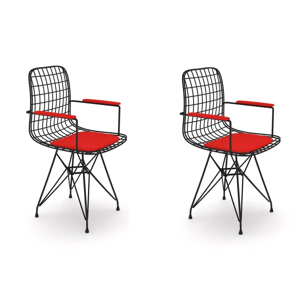 Knsz kafes tel sandalyesi 2 li mazlum syhkrm kolçaklı ofis cafe bahçe mutfak