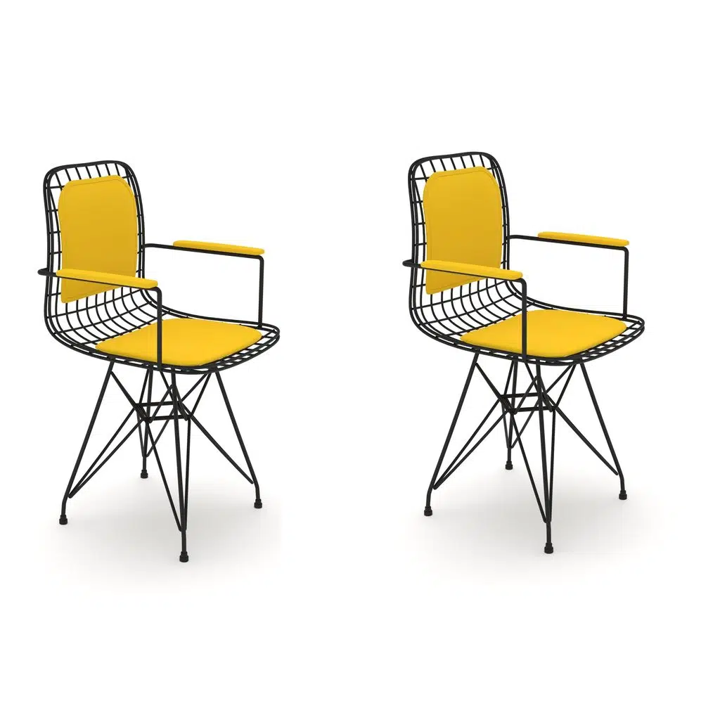 Knsz kafes tel sandalyesi 2 li mazlum syhsrı kolçaklı sırt minderli ofis cafe bahçe mutfak