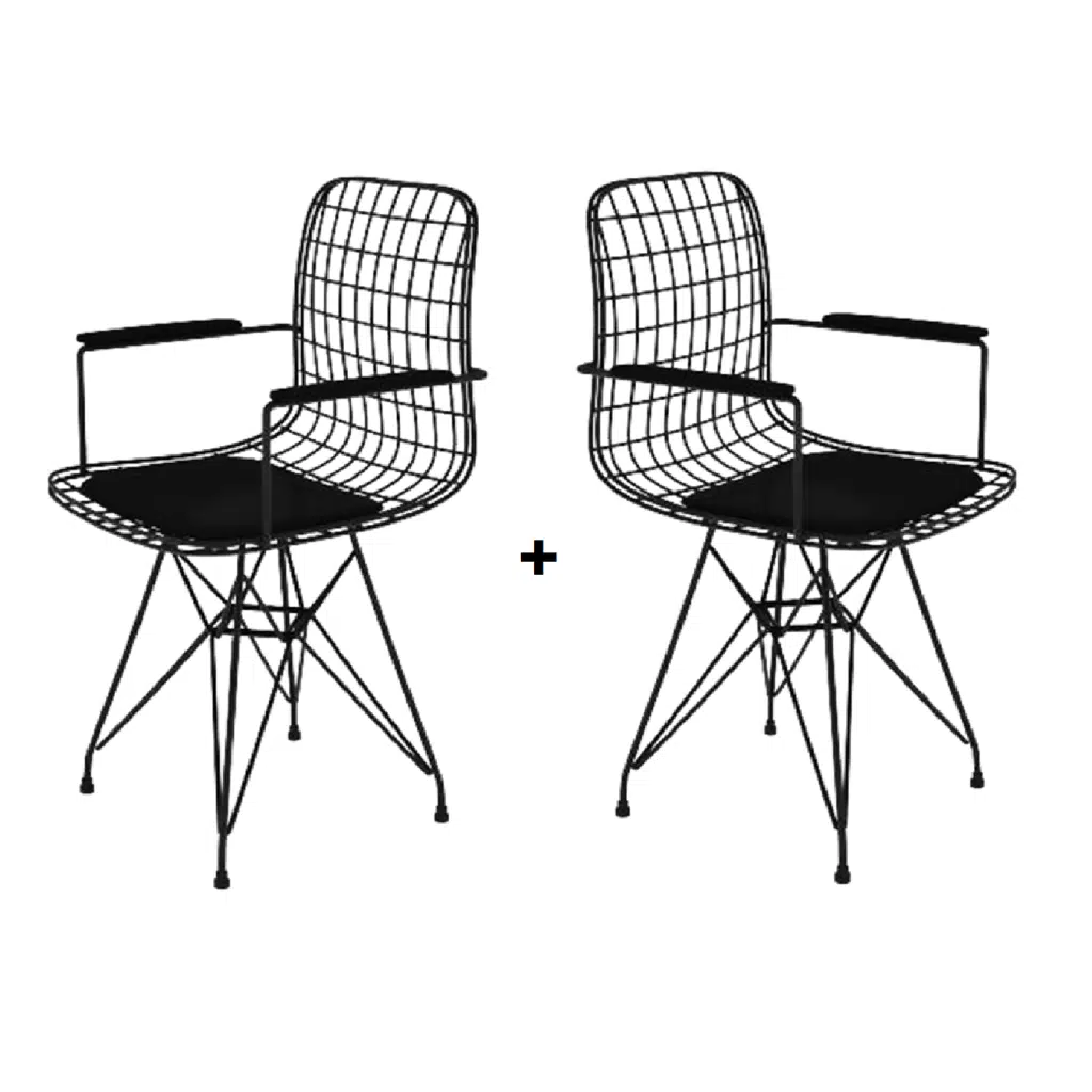 Knsz kafes tel sandalyesi 2 li mazlum syhsyh kolçaklı ofis cafe bahçe mutfak