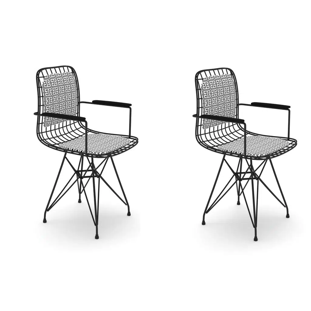 Knsz kafes tel sandalyesi 2 li mazlum syhtalen kolçaklı sırt minderli ofis cafe bahçe mutfak