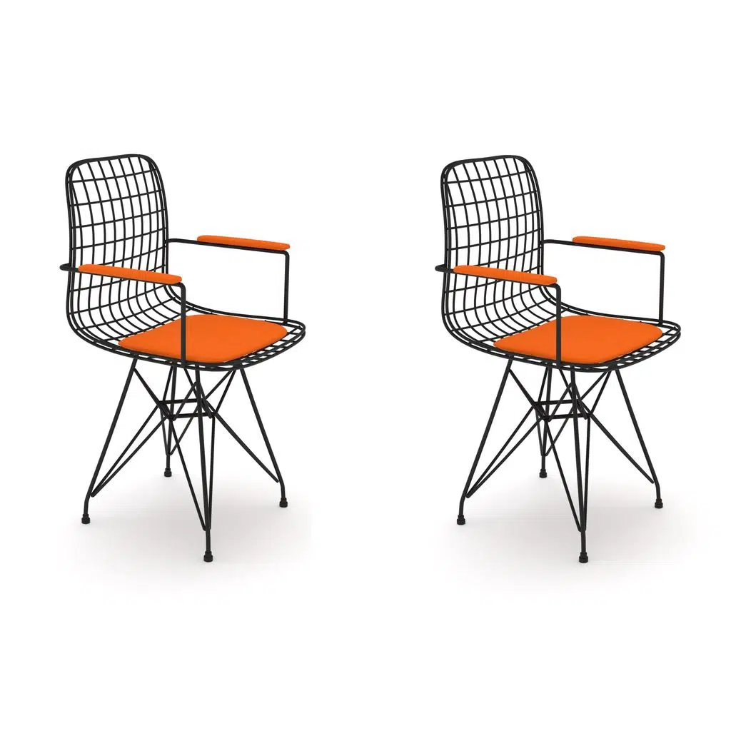 Knsz kafes tel sandalyesi 2 li mazlum syhtrn kolçaklı ofis cafe bahçe mutfak