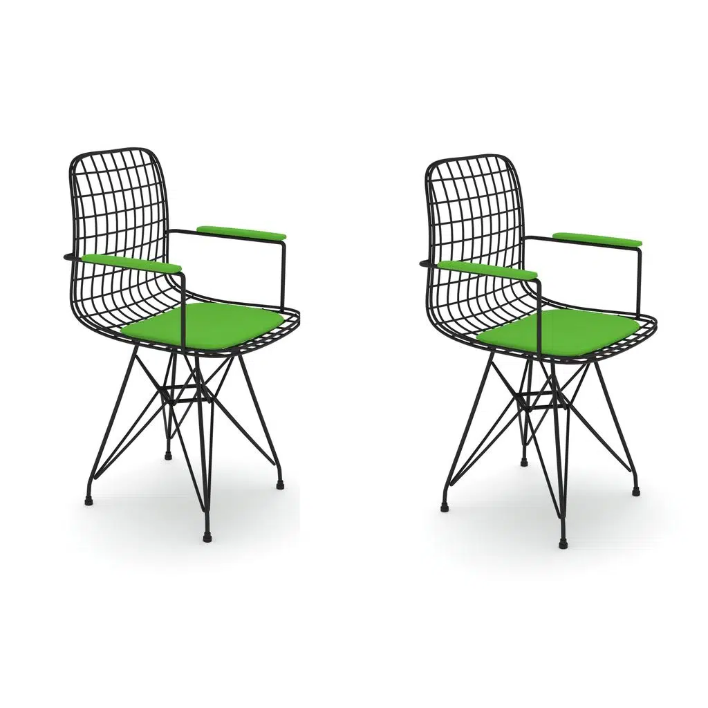 Knsz kafes tel sandalyesi 2 li mazlum syhyşl kolçaklı ofis cafe bahçe mutfak