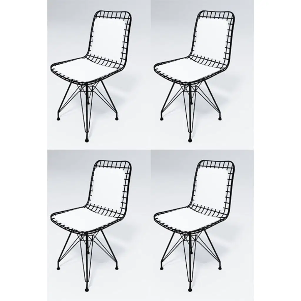 Knsz kafes tel sandalyesi 4 lü mazlum syhbyz sırt minderli ofis cafe bahçe mutfak