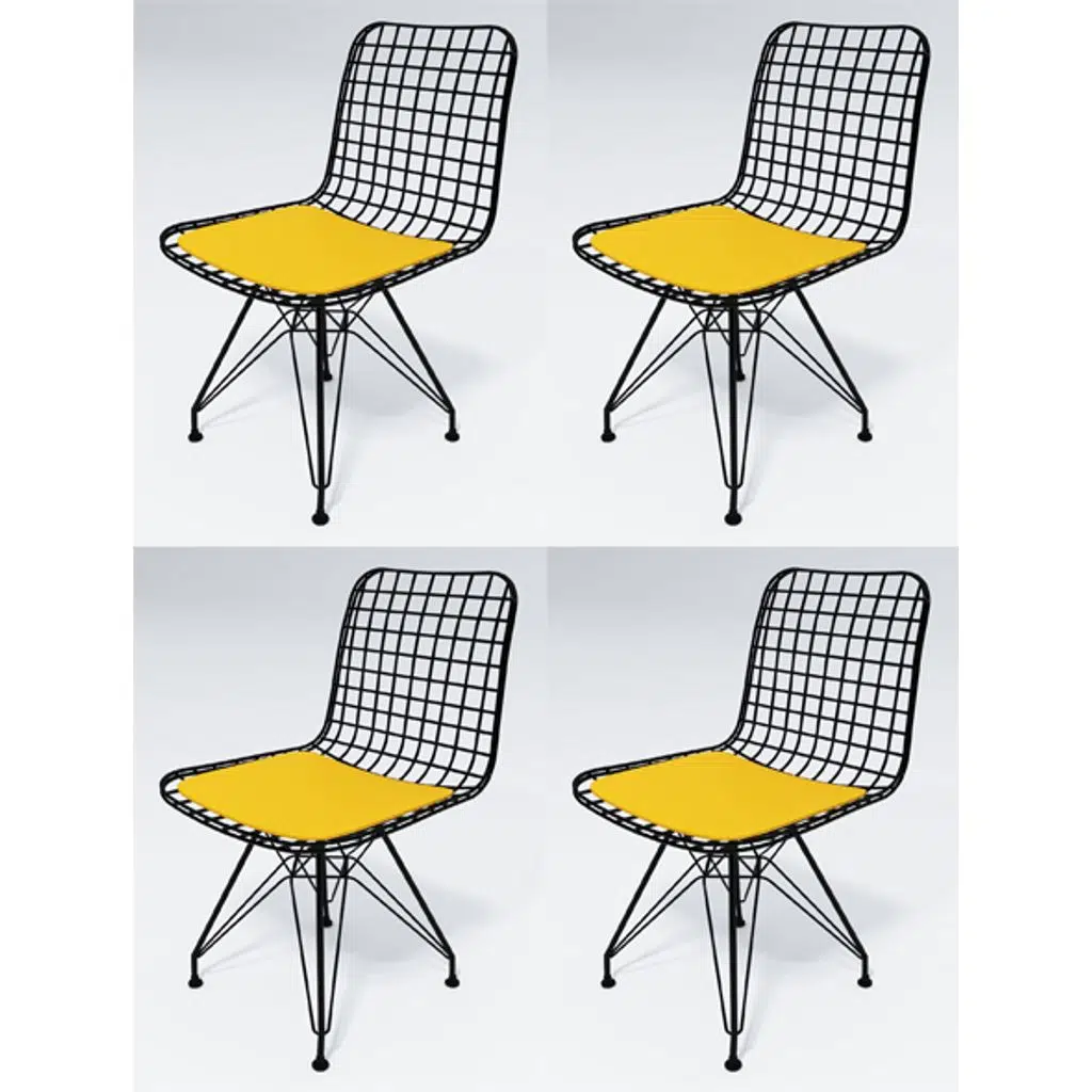 Knsz kafes tel sandalyesi 4 lü mazlum syhsrı ofis cafe bahçe mutfak