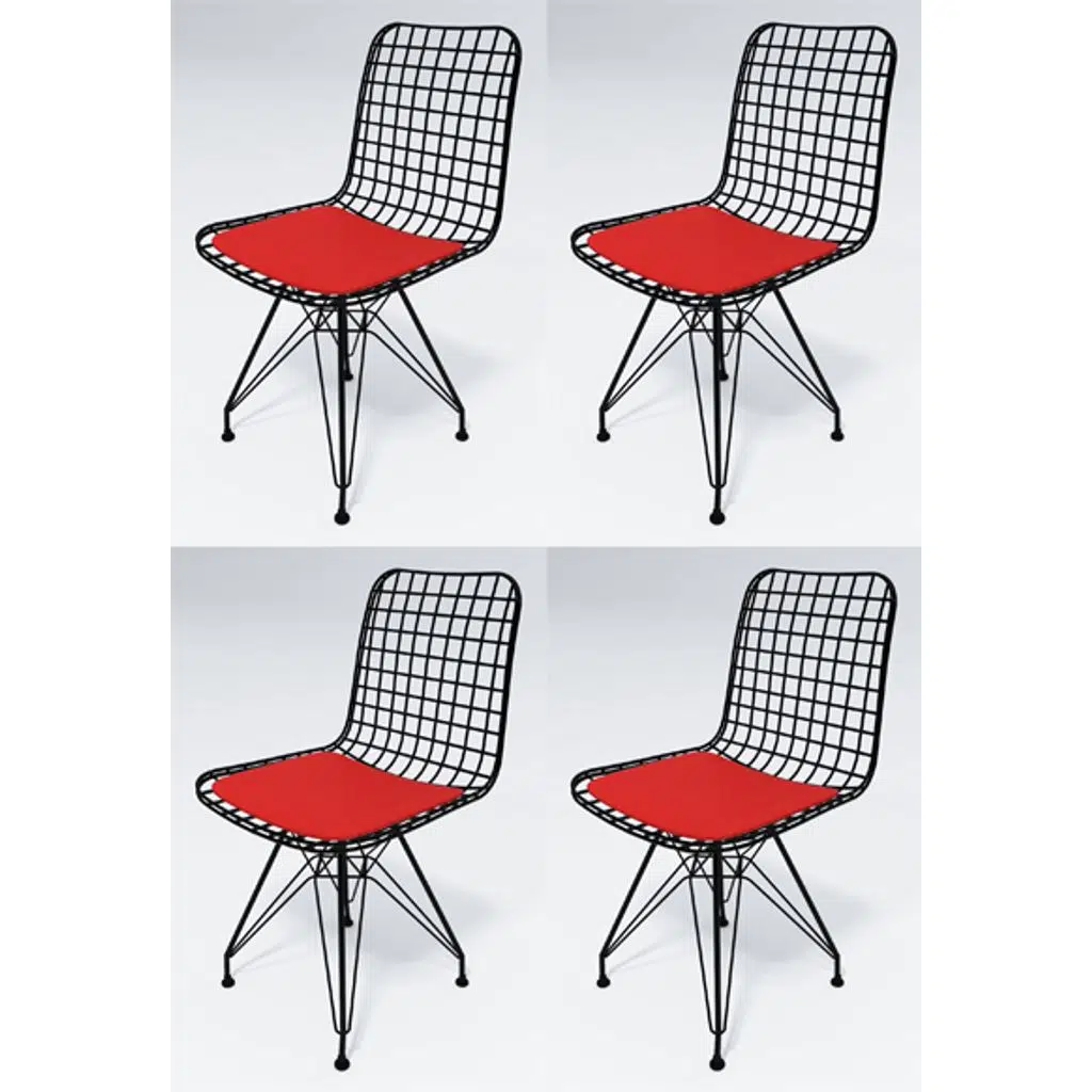 Knsz kafes tel sandalyesi 4 lü mazlum syhkrm ofis cafe bahçe mutfak