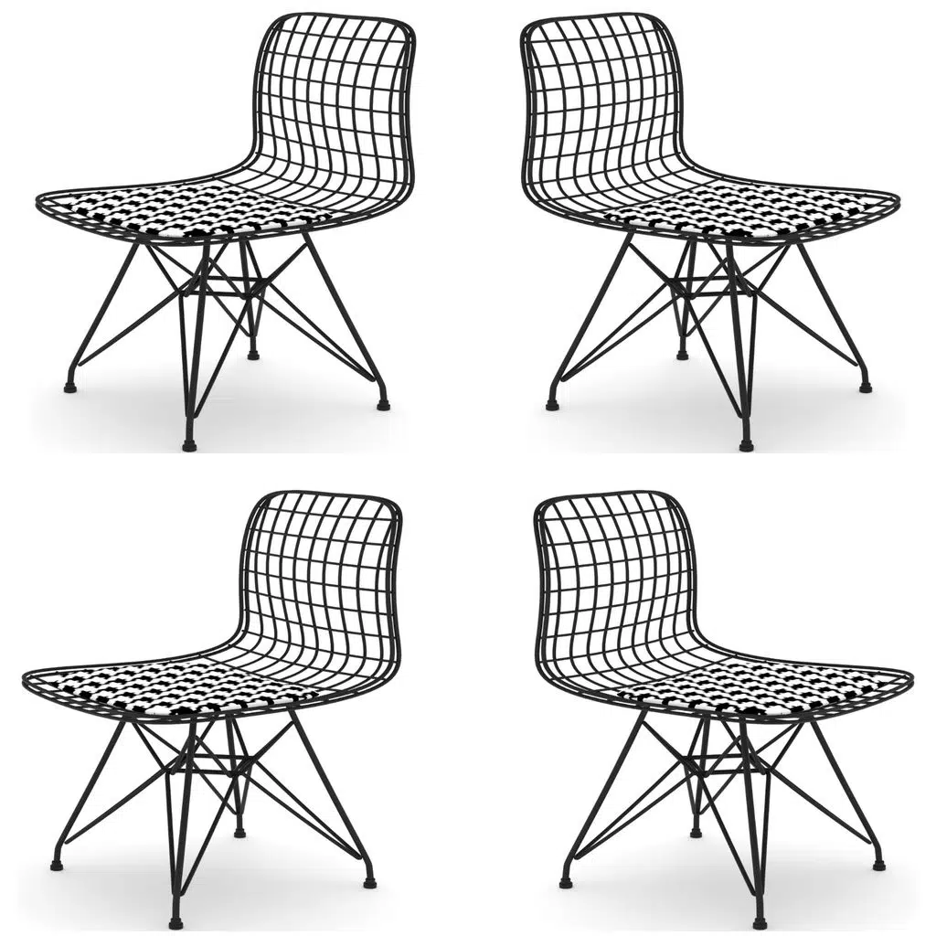 Knsz kafes tel sandalyesi 4 lü mazlum syhkono ofis cafe bahçe mutfak