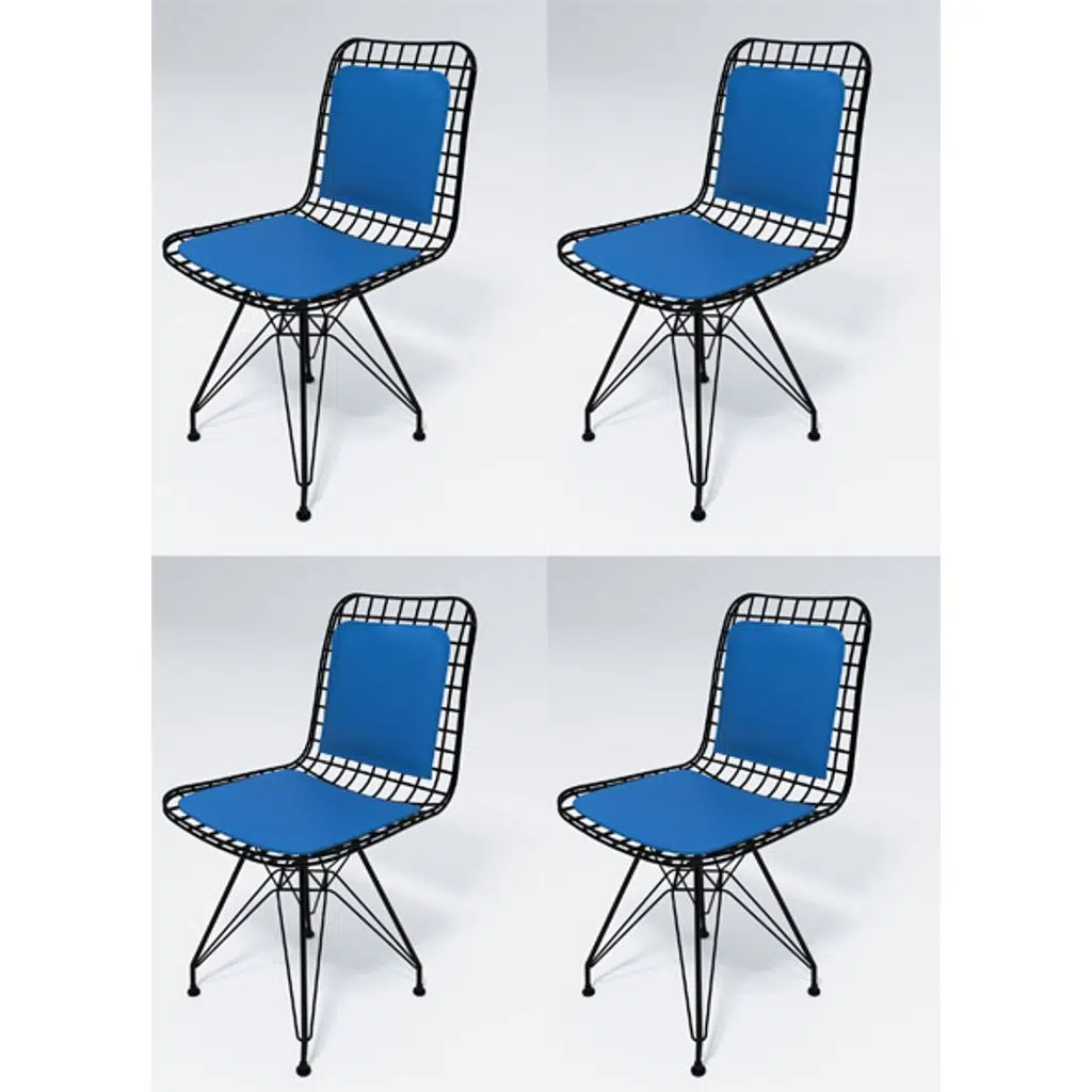 Knsz kafes tel sandalyesi 4 lü mazlum syhmvi sırt minderli ofis cafe bahçe mutfak