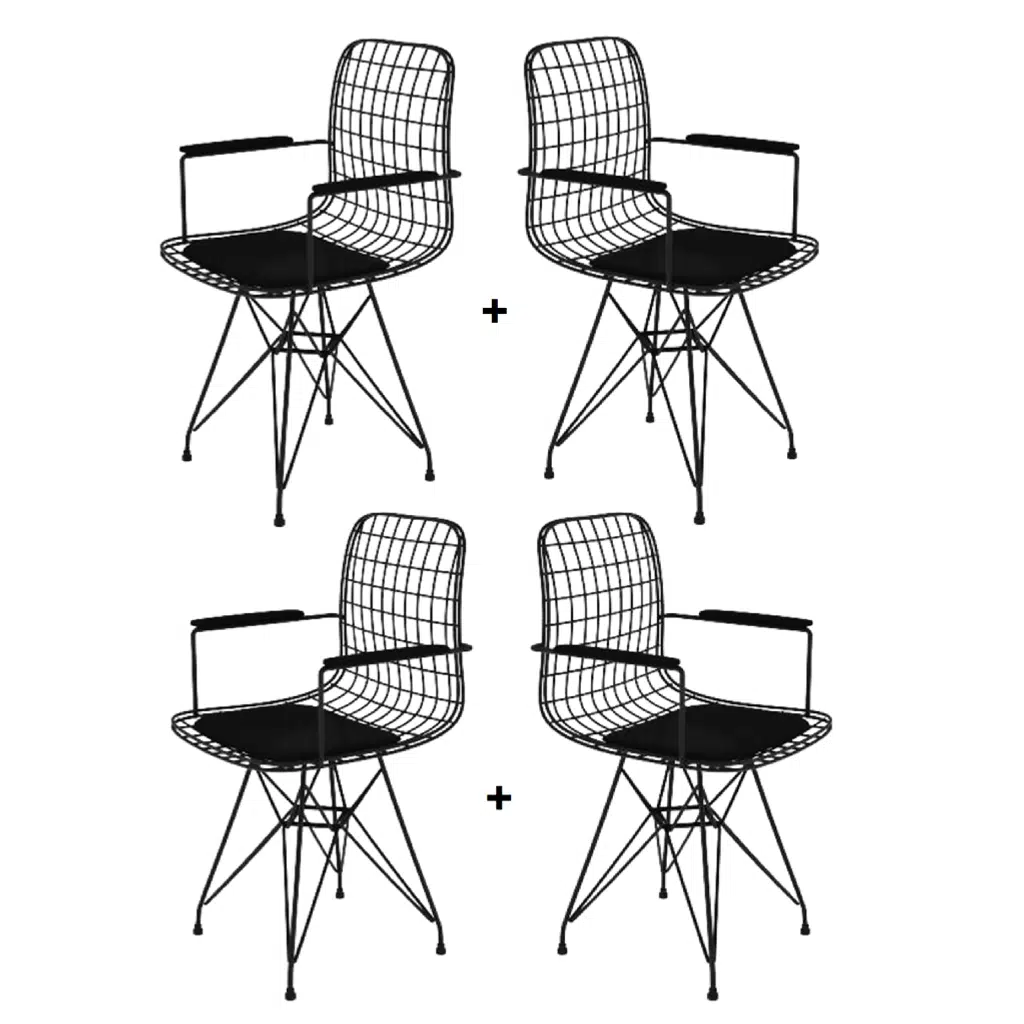 Knsz kafes tel sandalyesi 4 lü mazlum syhsyh kolçaklı ofis cafe bahçe mutfak