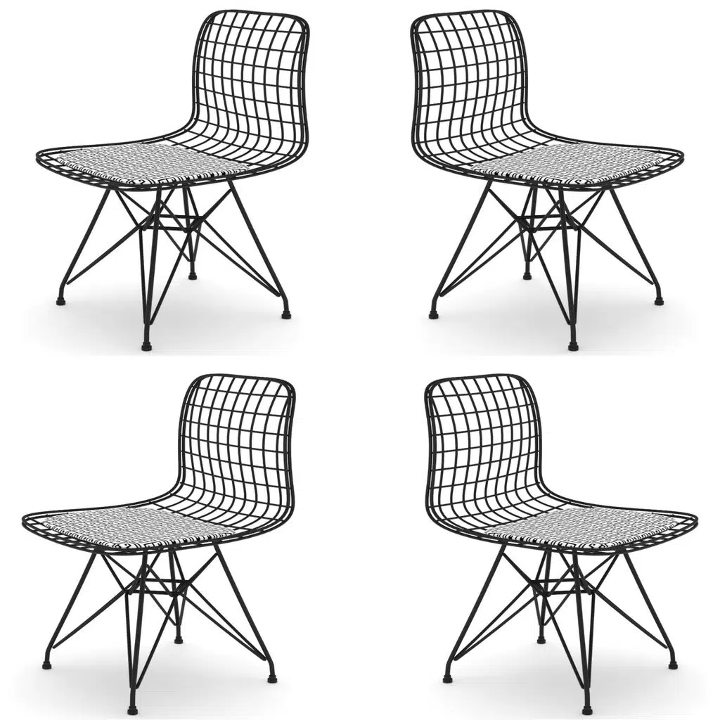 Knsz kafes tel sandalyesi 4 lü mazlum syhtalen ofis cafe bahçe mutfak