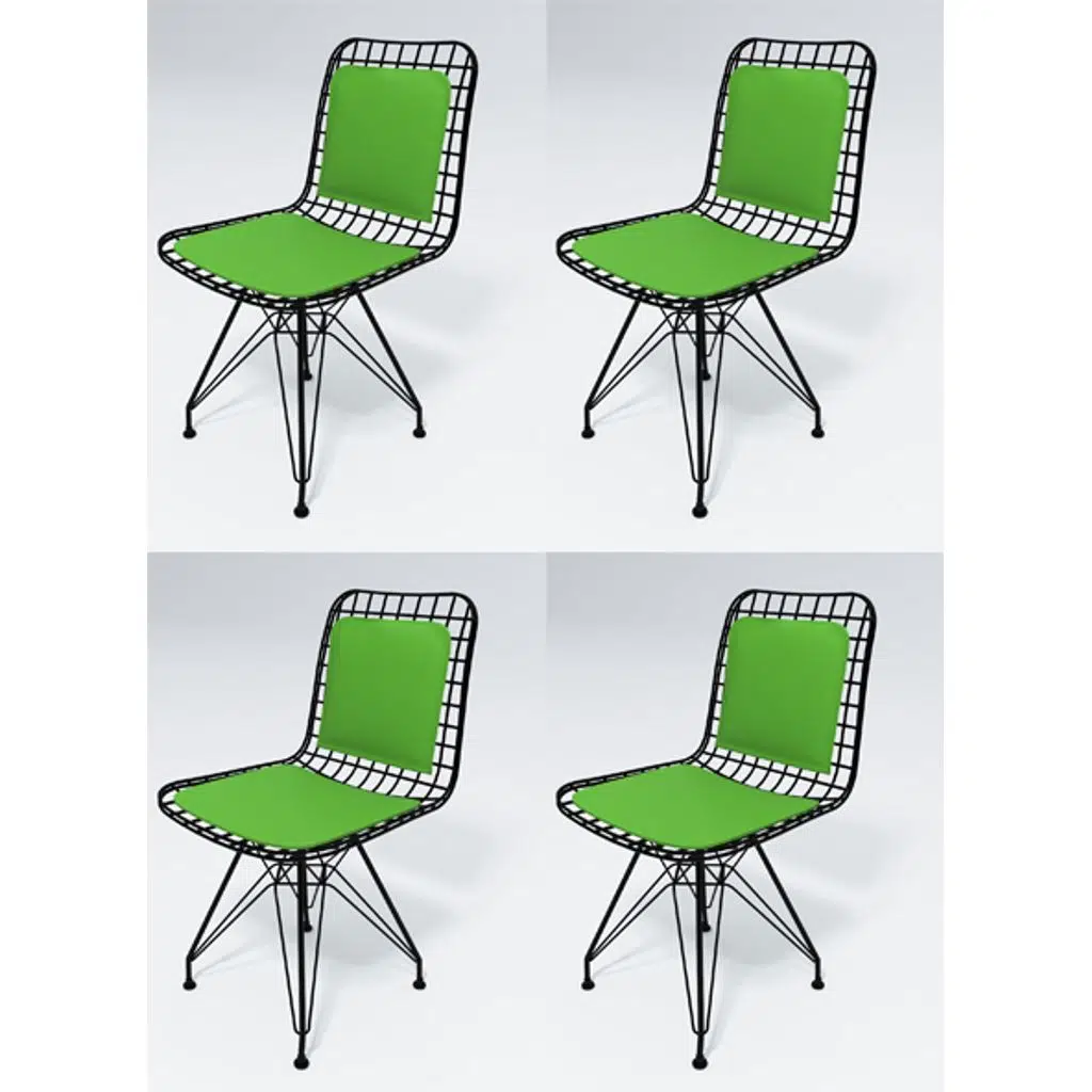 Knsz kafes tel sandalyesi 4 lü mazlum syhyşl sırt minderli ofis cafe bahçe mutfak