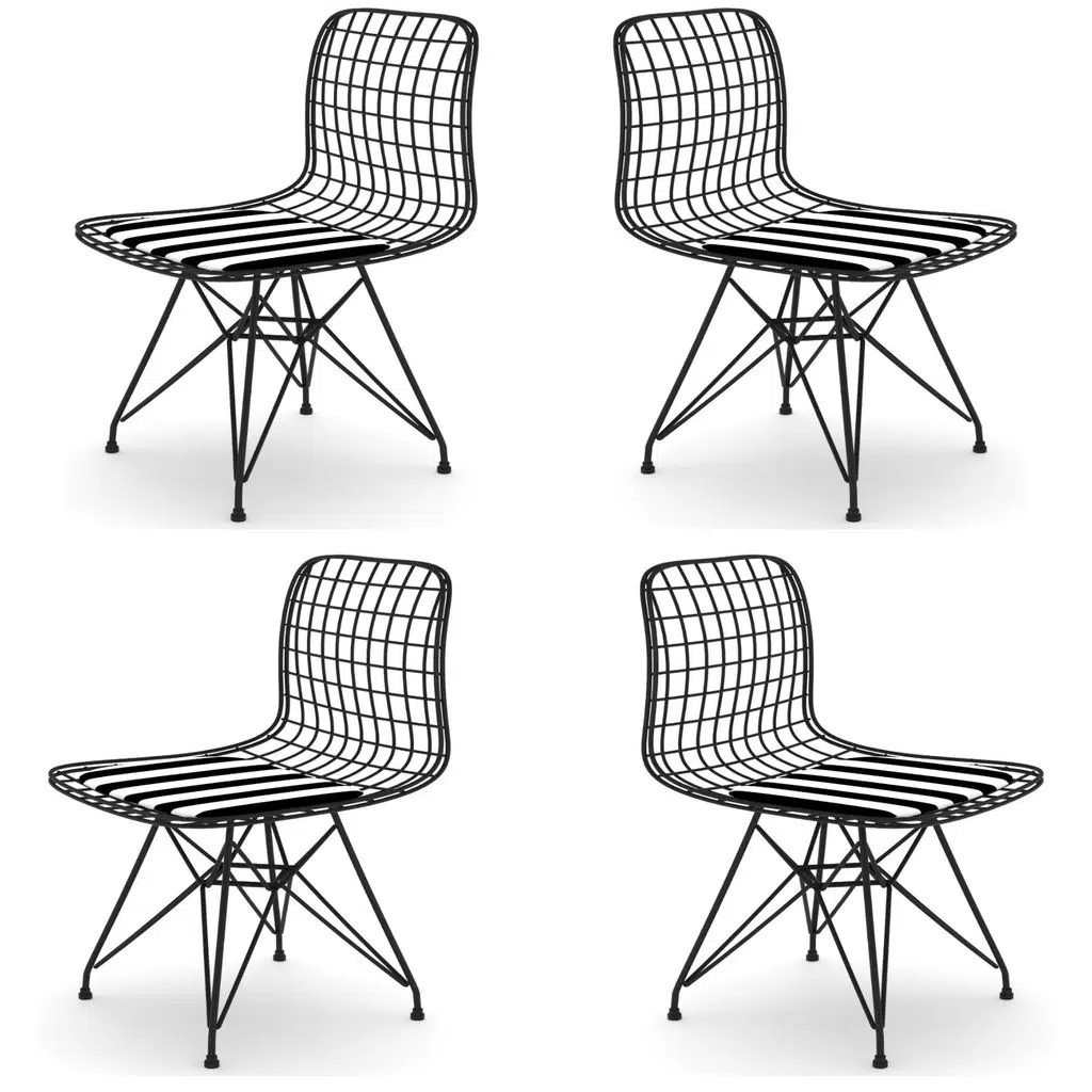 Knsz kafes tel sandalyesi 4 lü mazlum syhtuan ofis cafe bahçe mutfak