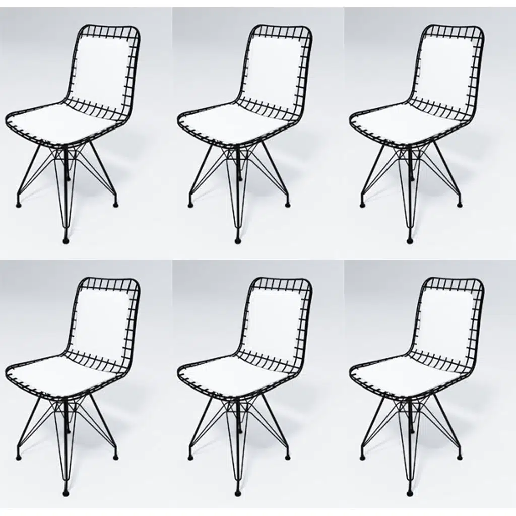 Knsz kafes tel sandalyesi 6 lı mazlum syhbyz sırt minderli ofis cafe bahçe mutfak