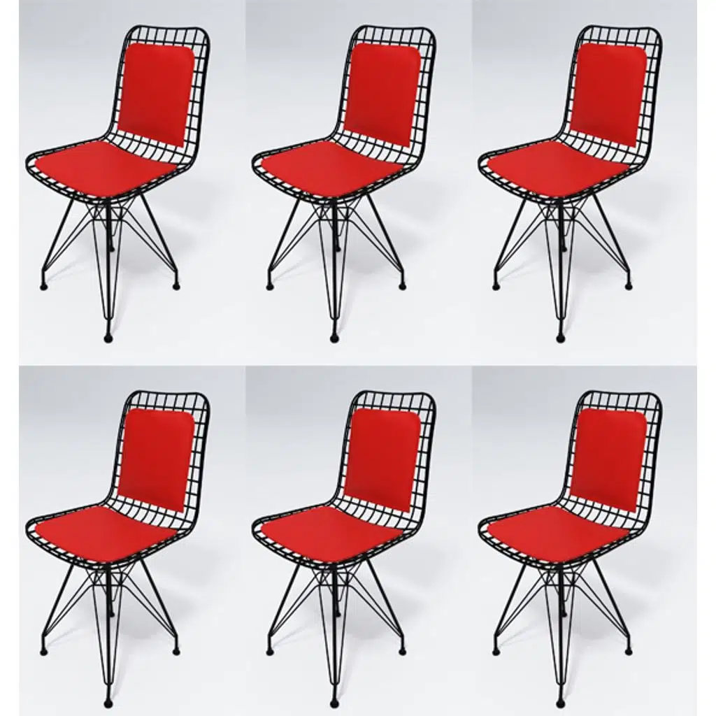 Knsz kafes tel sandalyesi 6 lı mazlum syhkrm sırt minderli ofis cafe bahçe mutfak