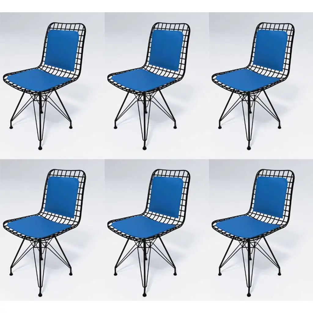 Knsz kafes tel sandalyesi 6 lı mazlum syhmvi sırt minderli ofis cafe bahçe mutfak