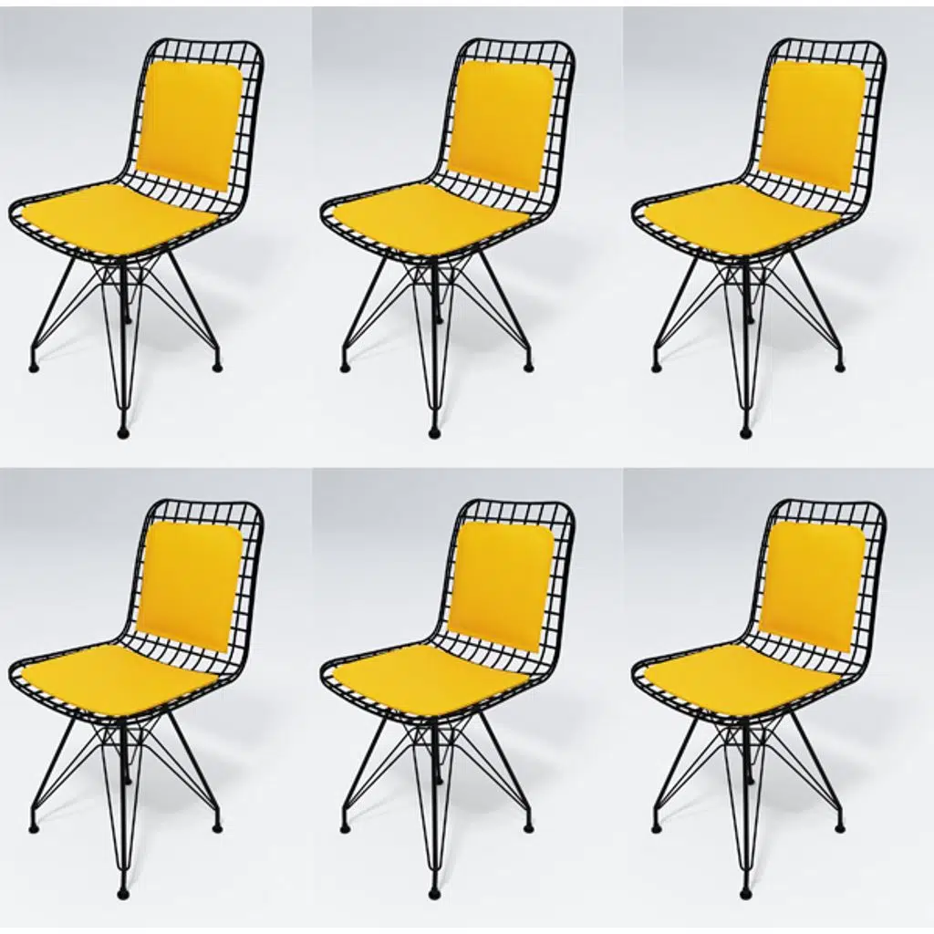 Knsz kafes tel sandalyesi 6 lı mazlum syhsrı sırt minderli ofis cafe bahçe mutfak