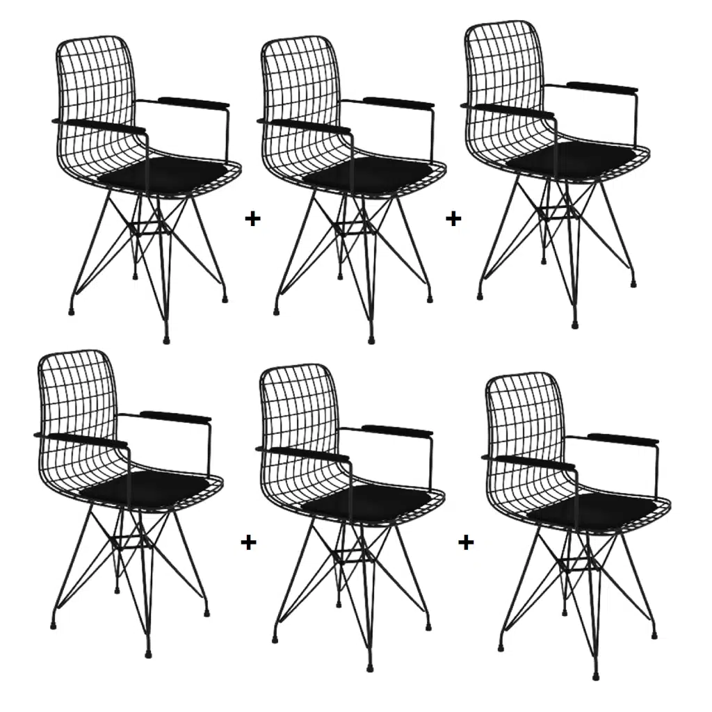 Knsz kafes tel sandalyesi 6 lı mazlum syhsyh kolçaklı ofis cafe bahçe mutfak