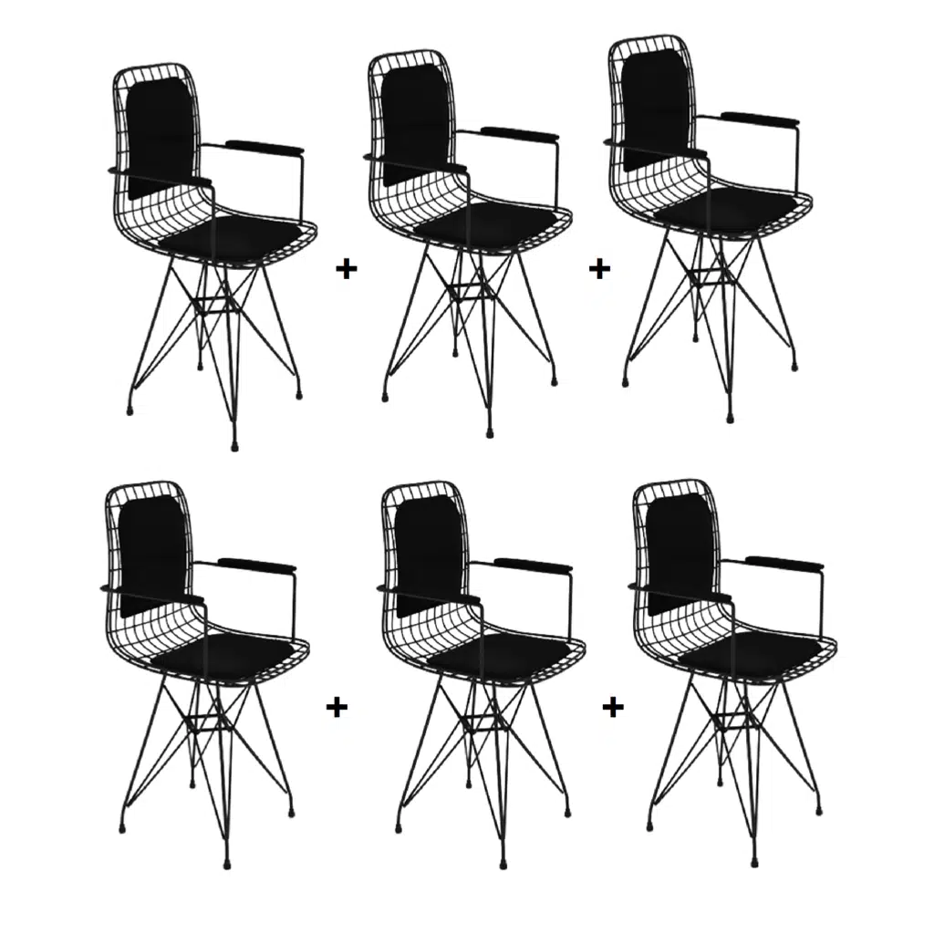 Knsz kafes tel sandalyesi 6 lı mazlum syhsyh kolçaklı sırt minderli ofis cafe bahçe mutfak