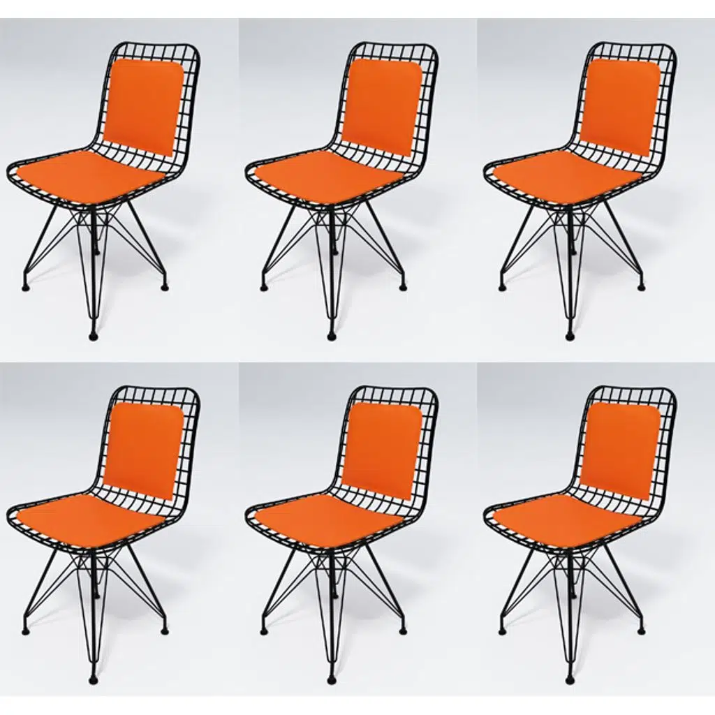 Knsz kafes tel sandalyesi 6 lı mazlum syhtrn sırt minderli ofis cafe bahçe mutfak