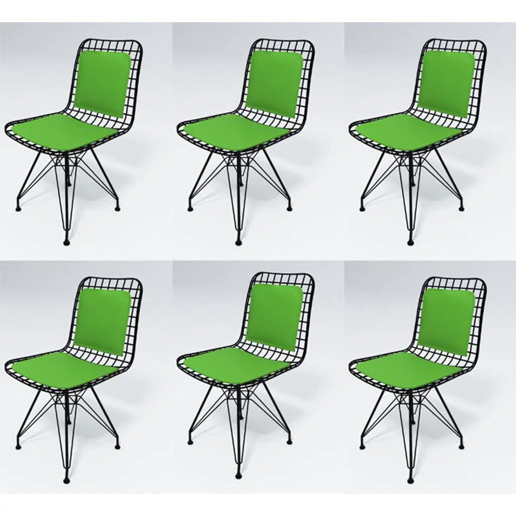 Knsz kafes tel sandalyesi 6 lı mazlum syhyşl sırt minderli ofis cafe bahçe mutfak