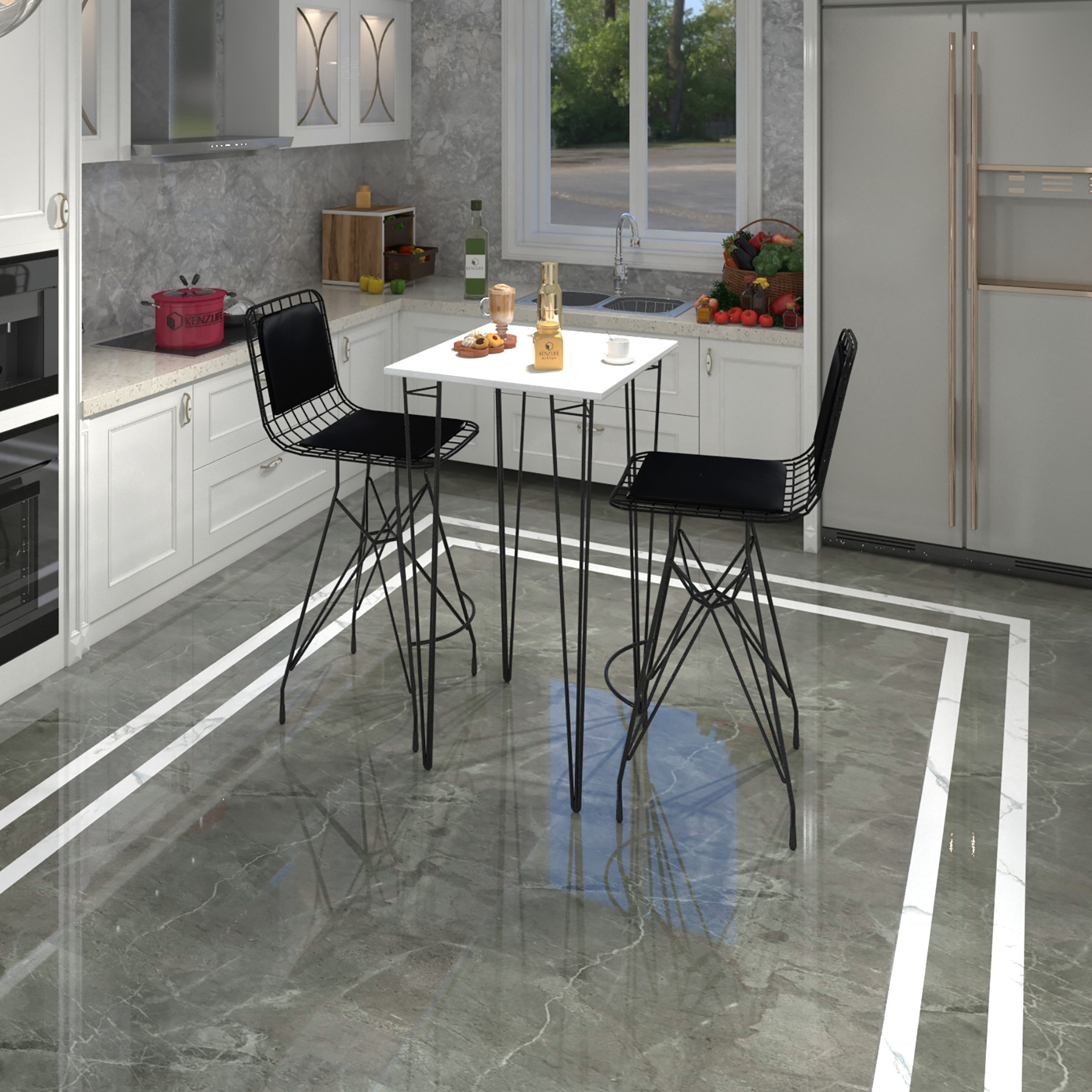 Knsz masa sandalye takımı hem105zengin byzsyh 060*060 2 sandalye syhsyh sırt minderli