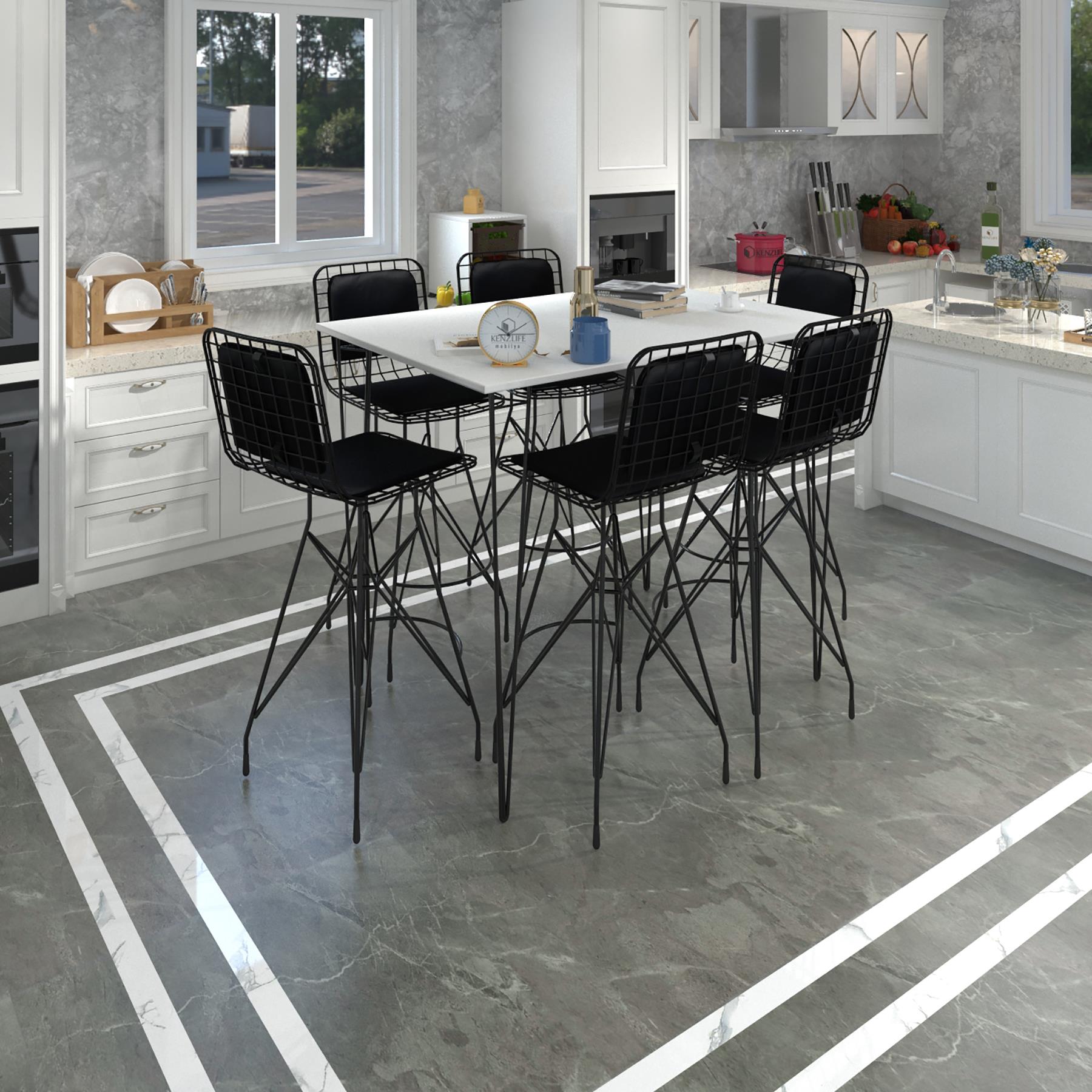 Knsz masa sandalye takımı hem105zengin byzsyh 130*070 6 sandalye syhsyh sırt minderli