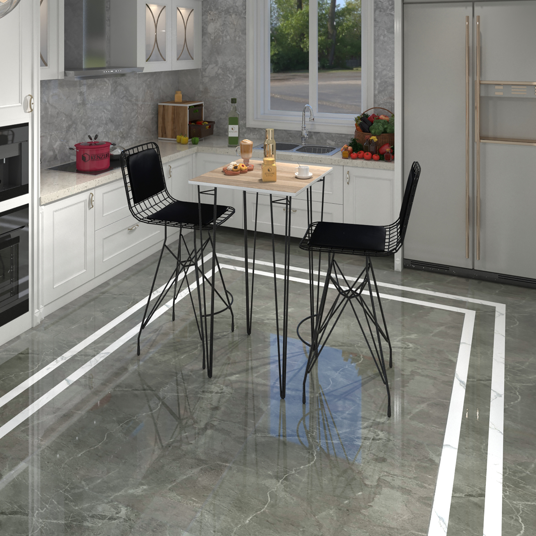 Knsz masa sandalye takımı hem105zengin crdsyh 060*060 2 sandalye syhsyh sırt minderli