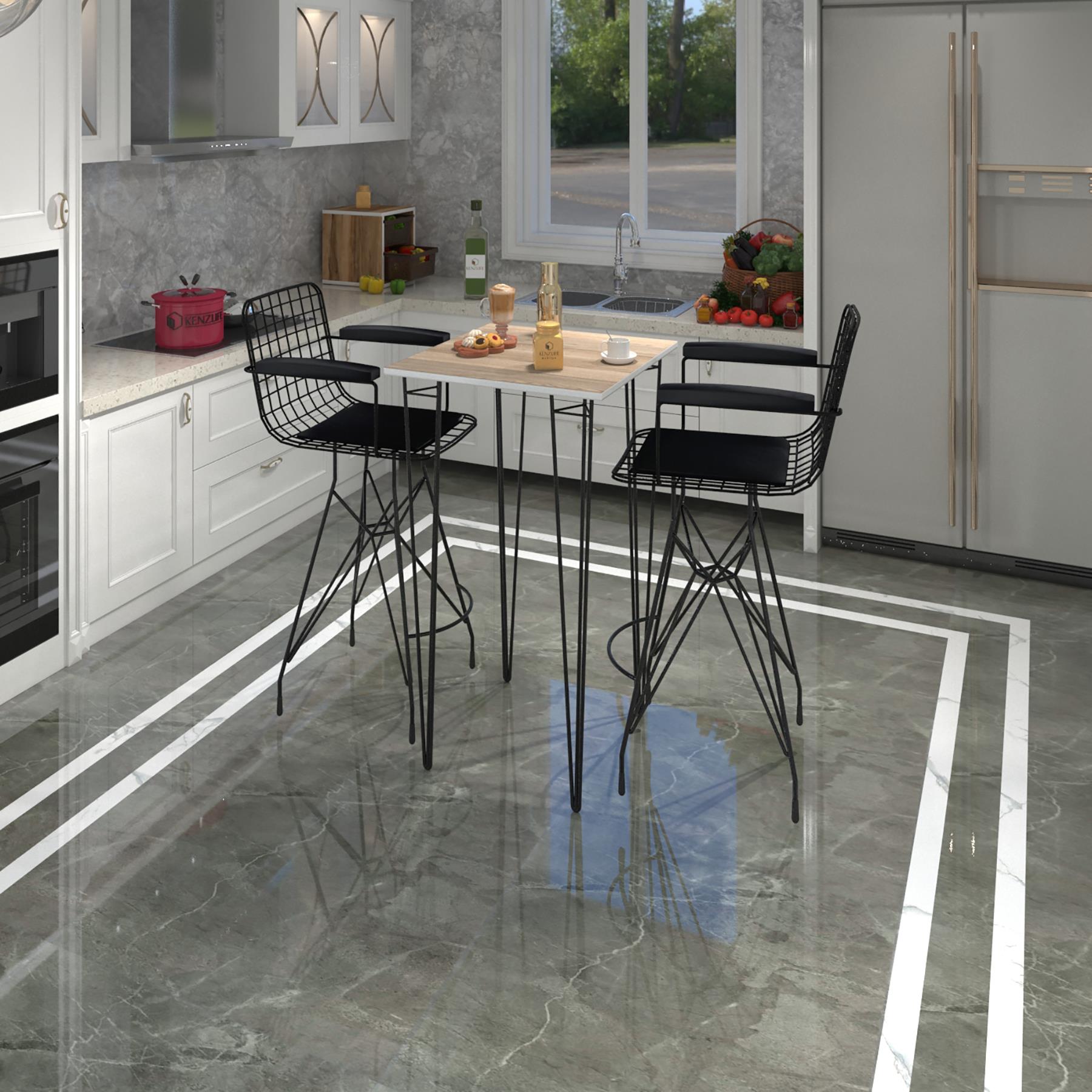 Knsz masa sandalye takımı hem105zengin crdsyh 070*070 2 sandalye syhsyh kolçaklı