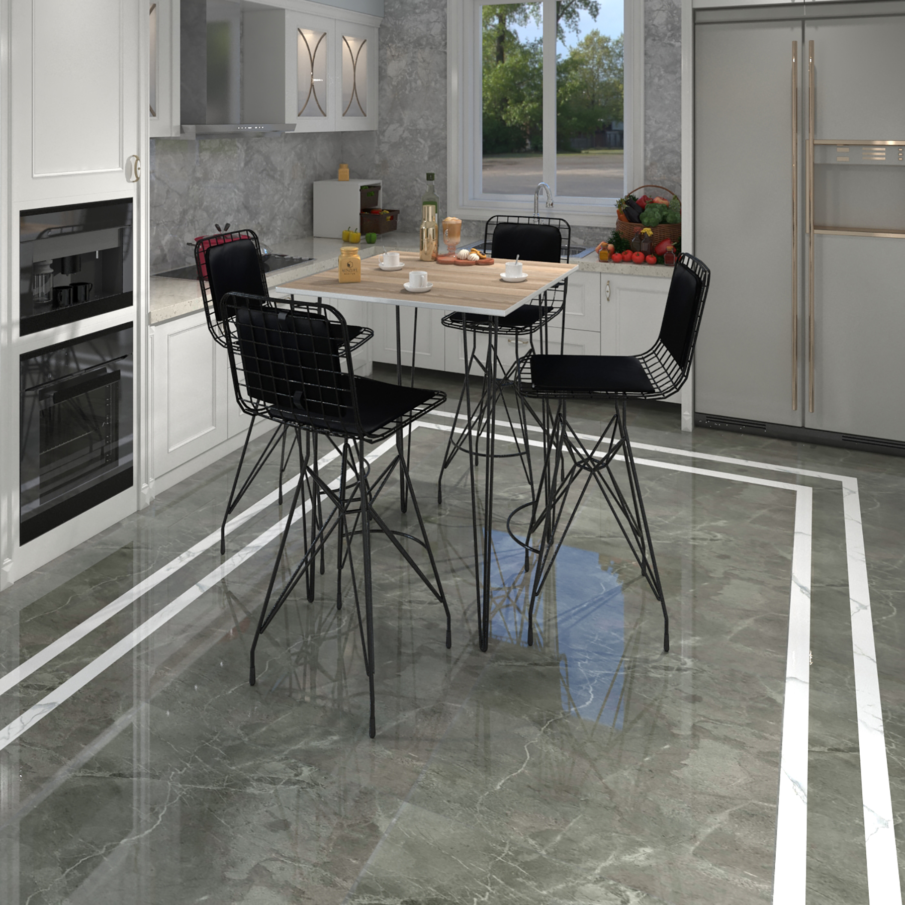Knsz masa sandalye takımı hem105zengin crdsyh 080*080 4 sandalye syhsyh sırt minderli